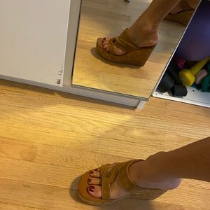 K St Jacques Custom tan suede wedge sandal size 36 size 6